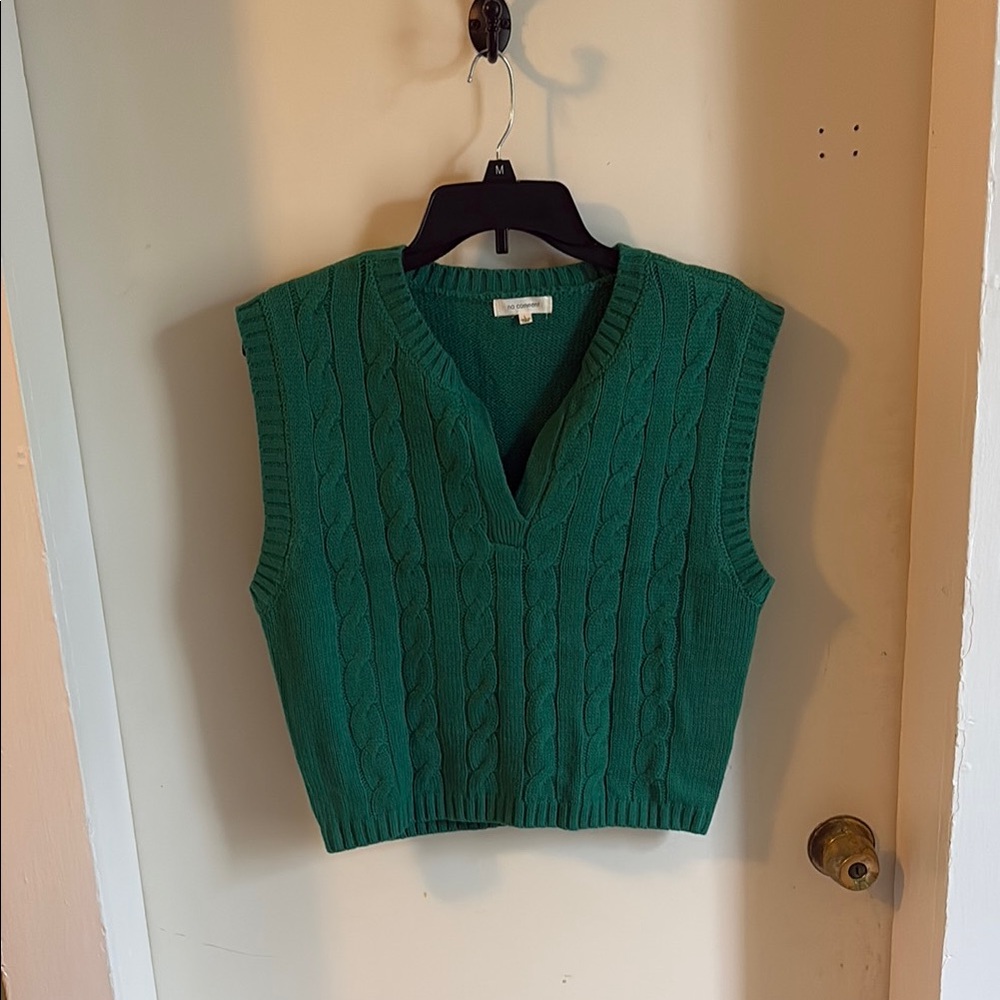 Green Cable Knit Sweater Vest